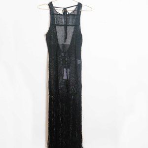 Lovers + Friends Black Fringe Coverup Dress M